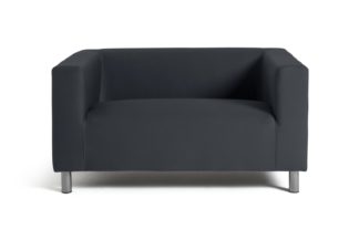 An Image of Habitat Moda Compact 2 Seater Fabric Sofa - Grey