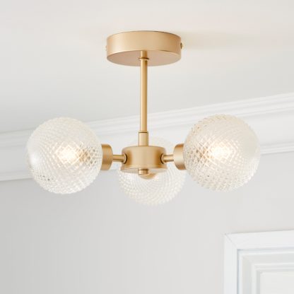 An Image of Elodie 3 Light Semi Flush Ceiling Fitting Green