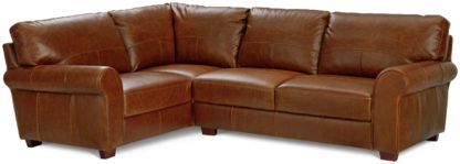 An Image of Habitat Salisbury Left Corner Leather Sofa - Tan