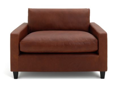 An Image of Habitat Chester Leather Cuddle Chair - Tan