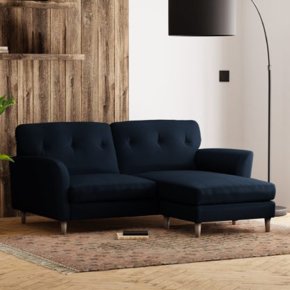 An Image of Sven Opulent Velvet Corner Chaise Sofa Navy