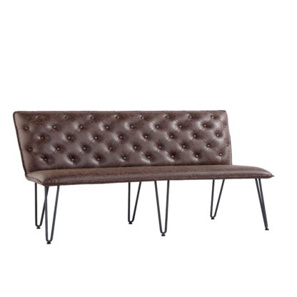 An Image of Sebastian Studded Back 90cm Bench Brown