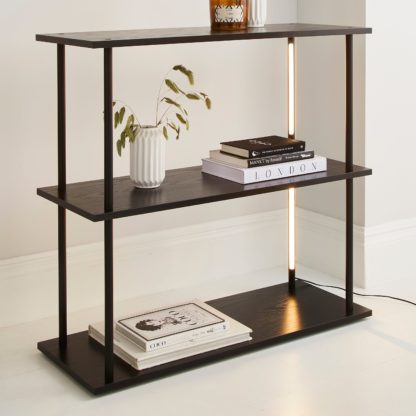 An Image of Cole Console Table with LED Light Black Black