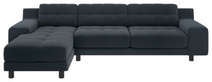 An Image of Habitat Hendricks Left Corner Velvet Chaise - Navy Blue