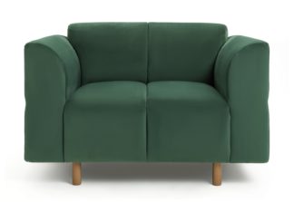 An Image of Habitat Harper Velvet Cuddle Chair - Teal