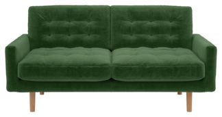 An Image of Habitat Fenner 2 Seater Velvet Sofa - Moss Green