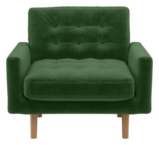 An Image of Habitat Fenner Velvet Chair - Moss Green