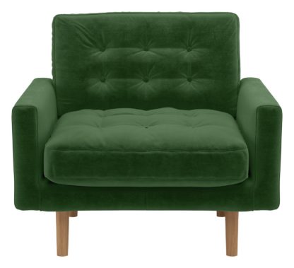 An Image of Habitat Fenner Velvet Chair - Moss Green