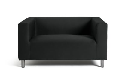 An Image of Habitat Moda Compact 2 Seater Fabric Sofa - Black