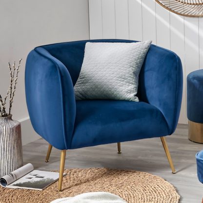 An Image of Pacific Lucca Velvet Cocktail Chair Lucca Blue