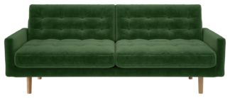 An Image of Habitat Fenner 3 Seater Velvet Sofa - Moss Green