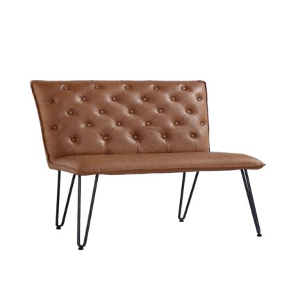 An Image of Sebastian Studded Back 90cm Bench Brown