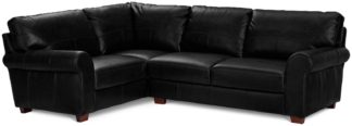 An Image of Habitat Salisbury Left Corner Leather Sofa - Black