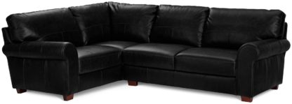 An Image of Habitat Salisbury Left Corner Leather Sofa - Black