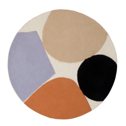 An Image of Habitat Geometric Circle Cut Pile Rug - 120x120cm - Multi