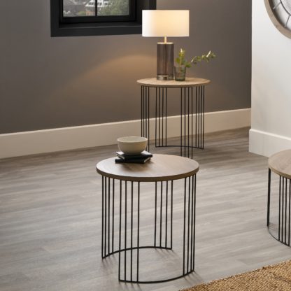 An Image of Pacific Atri Set of 2 Nest of Side Tables, Light Wood Effect Natural