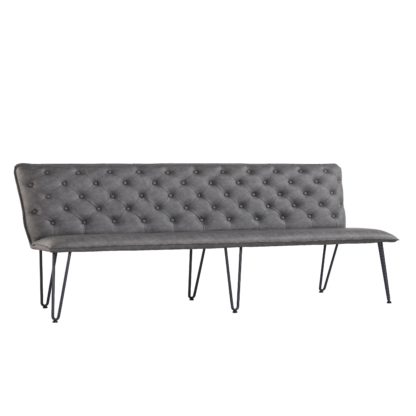 An Image of Sebastian Studded Back 180cm Bench Grey