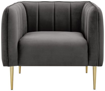 An Image of Habitat Lola Velvet Chair - Charcoal