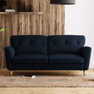 An Image of Sven Opulent Velvet 3 Seater Sofa Navy