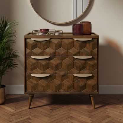 An Image of Hex 3 Drawer Chest Brown