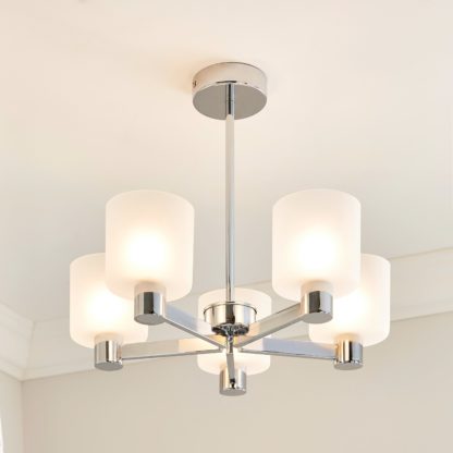 An Image of Erin Frosted 5 Light Ceiling Fitting Chrome