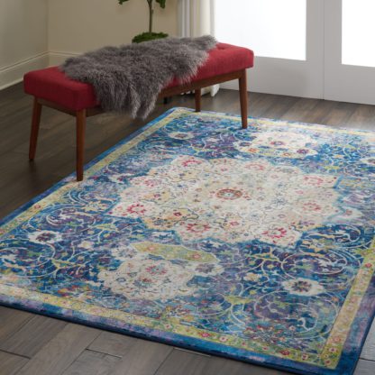 An Image of Ankara Global 3 Rug Blue, Yellow and Green