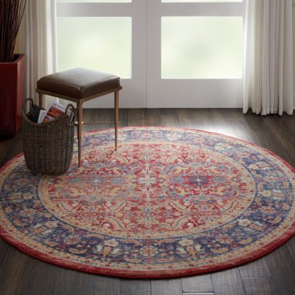 An Image of Ankara Global 2 Rug Red, Blue and Yellow