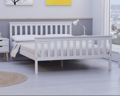 An Image of Oxford White Wooden Bed Frame - 4FT6 Double