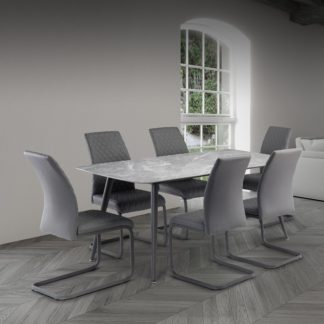 An Image of Covelo Rectangular 6 Seater Dining Table Grey Sintered Stone Grey