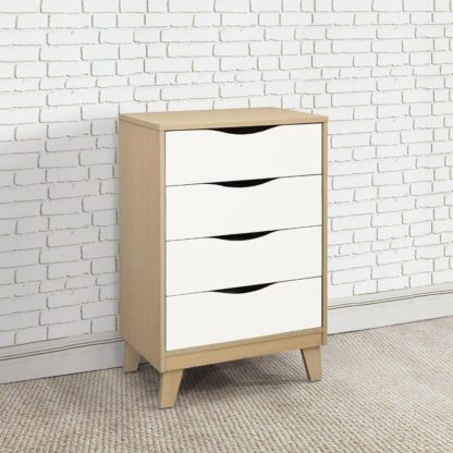 An Image of Kingston Beech and White Wooden 4 Drawer Chest