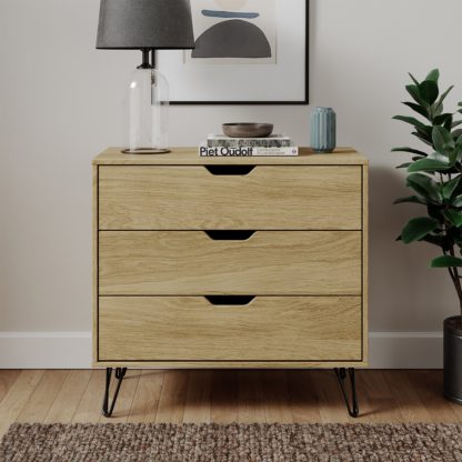 An Image of Bella 3 Drawer Chest Oak Effect Oak