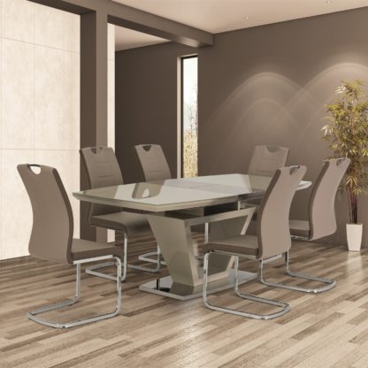 An Image of Aspen Extendable 6 Seater Dining Table Grey Glass Latte (Brown)