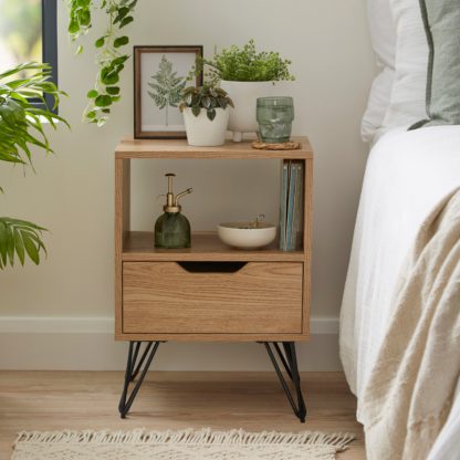 An Image of Bella 1 Drawer Bedside Oak Effect Oak