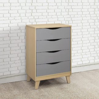 An Image of Kingston Beech and Grey Wooden 4 Drawer Chest