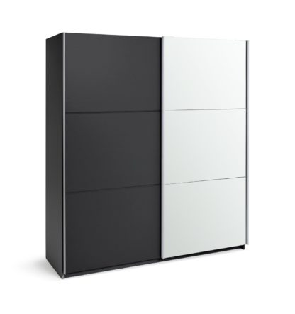 An Image of Habitat Holsted Large Mirror Sliding Wardrobe - Anthracite