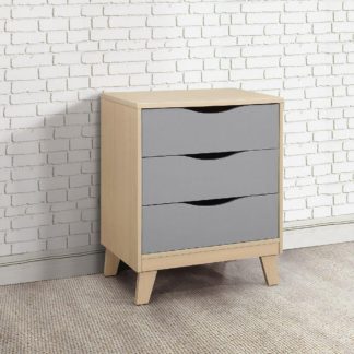 An Image of Kingston Beech and Grey Wooden 3 Drawer Chest