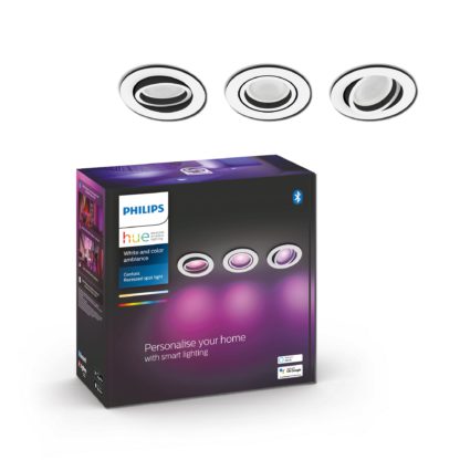 An Image of Philips HUE Set of 3 Centura Smart LED Ceiling Spotlights White