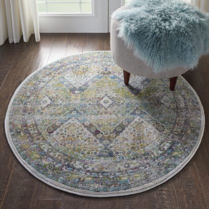 An Image of Ankara Global 7 Round Rug Blue