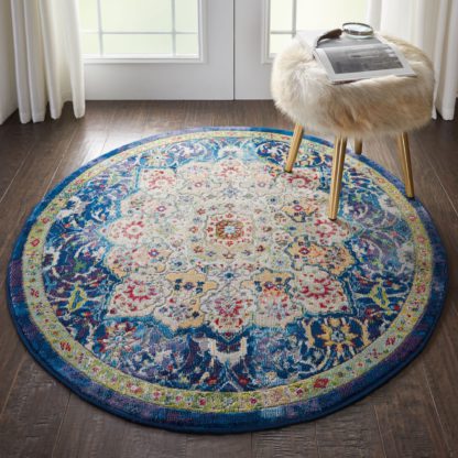 An Image of Ankara Global 3 Rug Blue, Yellow and Green