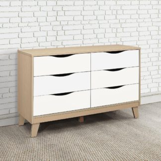 An Image of Kingston Beech and White Wooden 3 + 3 Drawer Chest