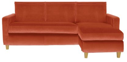 An Image of Habitat Chester Velvet 3 Seater Corner Chaise Sofa - Orange