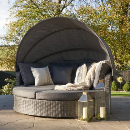 An Image of Bermuda Rattan Outdoor Day Bed Slate (Grey)