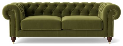 An Image of Swoon Winston Velvet 3 Seater Sofa - Ink Blue