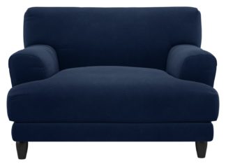 An Image of Habitat Askem Velvet Cuddle Chair - Navy