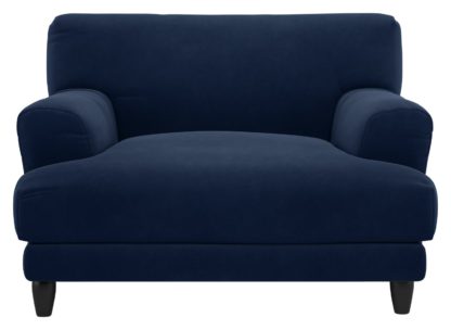 An Image of Habitat Askem Velvet Cuddle Chair - Navy