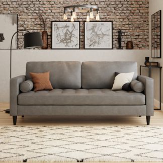 An Image of Zoe Distressed Faux Leather 3 Seater Sofa Grey