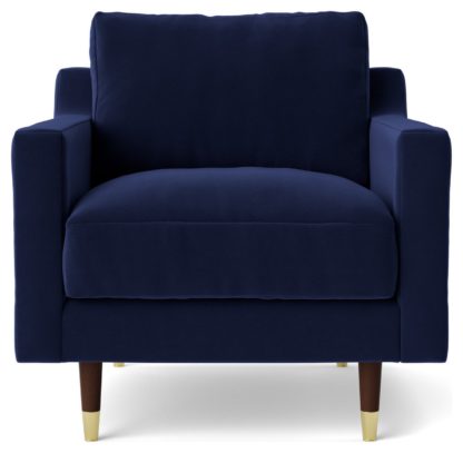 An Image of Swoon Rieti Fabric Armchair - Indigo Blue