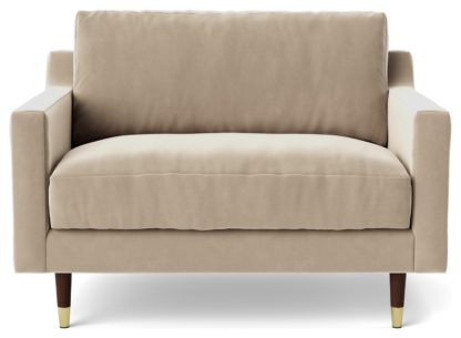 An Image of Swoon Rieti Velvet Cuddle Chair - Silver Grey