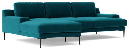 An Image of Swoon Almera Velvet Left Hand Corner Sofa - Biscuit