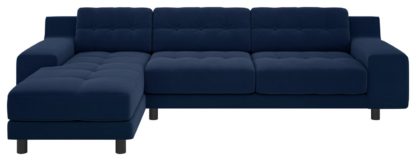 An Image of Habitat Hendricks Velvet Corner Chaise Sofa - Navy